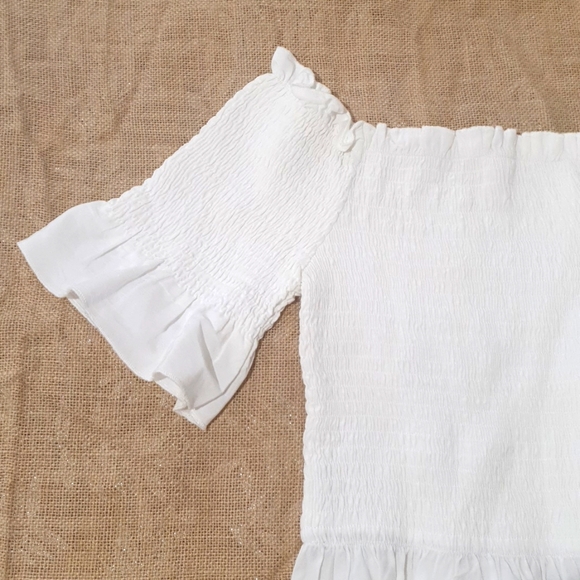 SHOWPO Size 12 White Boho Stretch Crop Top - Picture 2 of 5